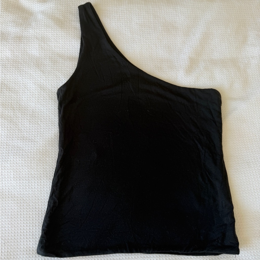 J. Crew Black One-Shoulder Tank Top Size S